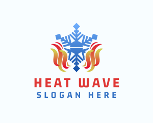 Heating Flame Snowflake logo design