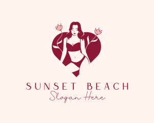 Woman Heart Bikini Underwear logo design