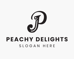 Simple Elegant Cursive Letter P logo design