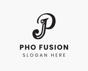 Simple Elegant Cursive Letter P logo design