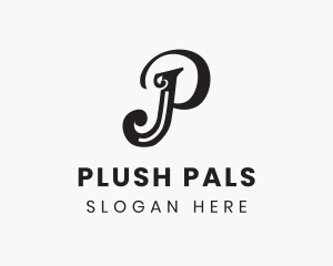 Simple Elegant Cursive Letter P logo design