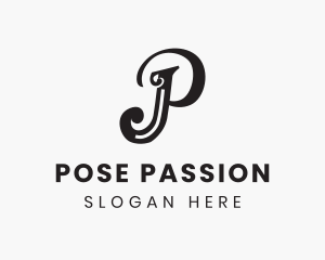 Simple Elegant Cursive Letter P logo design