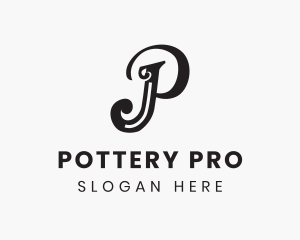 Simple Elegant Cursive Letter P logo design