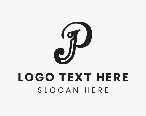 Simple Elegant Cursive Letter P logo