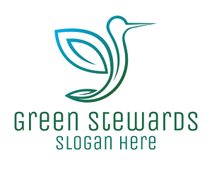 Green Bird Hummingbird logo design