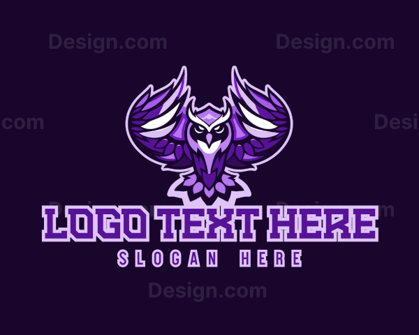 Purple Owl Bird Logo