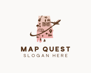 Alabama Travel Map logo design