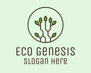 Green Round Eco Plant logo design