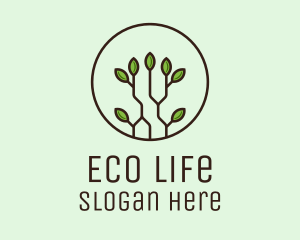 Green Round Eco Plant logo design