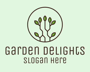 Green Round Eco Plant logo design