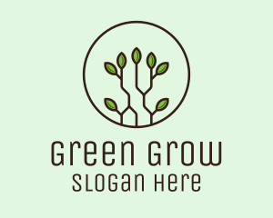 Green Round Eco Plant logo design