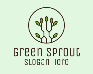 Green Round Eco Plant logo design