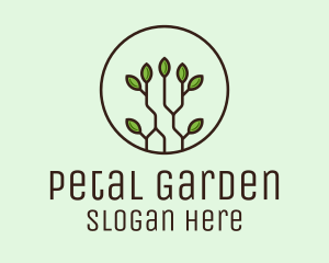 Green Round Eco Plant logo design