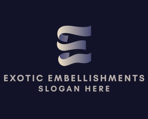 Ribbon Letter E logo design