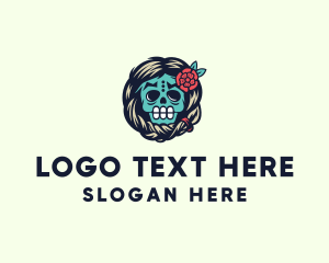 Mexican Flower Skull logo