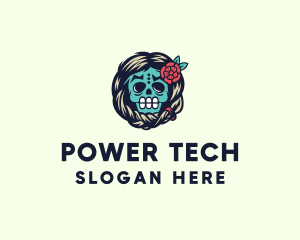 Mexican Flower Skull Logo
