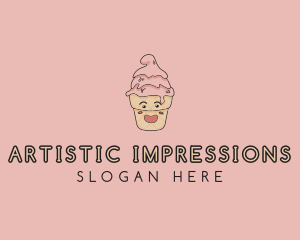 Melting Ice Cream Cone  logo design