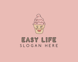 Melting Ice Cream Cone  logo design