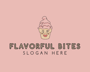 Melting Ice Cream Cone  logo design