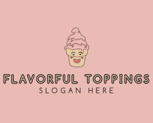 Melting Ice Cream Cone  logo design