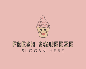 Melting Ice Cream Cone  logo design