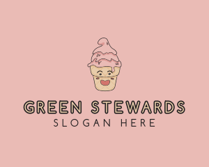 Melting Ice Cream Cone  logo design