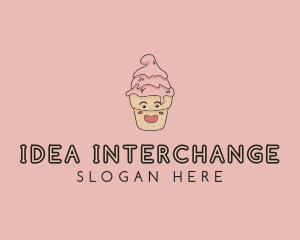 Melting Ice Cream Cone  logo design