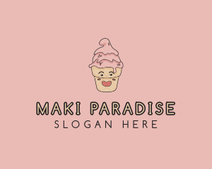 Melting Ice Cream Cone  logo design