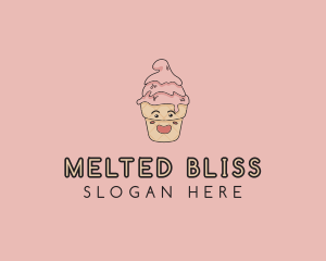 Melting Ice Cream Cone  logo design