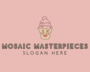 Melting Ice Cream Cone  logo design