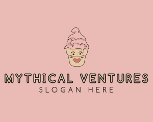 Melting Ice Cream Cone  logo design