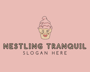 Melting Ice Cream Cone  logo design