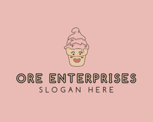 Melting Ice Cream Cone  logo design