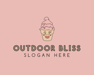 Melting Ice Cream Cone  logo design