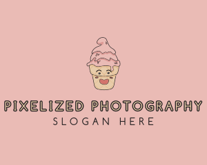 Melting Ice Cream Cone  logo design