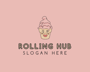 Melting Ice Cream Cone  logo design