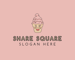 Melting Ice Cream Cone  logo design