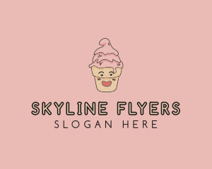 Melting Ice Cream Cone  logo design