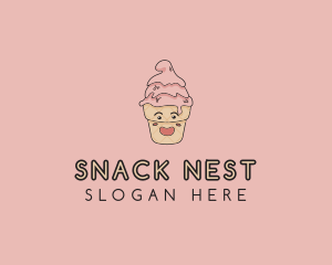 Melting Ice Cream Cone  logo design