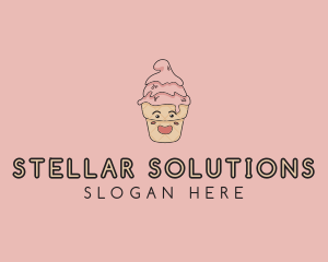 Melting Ice Cream Cone  logo design