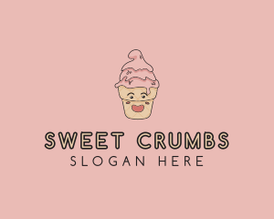 Melting Ice Cream Cone  logo design