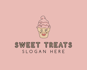 Melting Ice Cream Cone  logo design