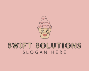 Melting Ice Cream Cone  logo design