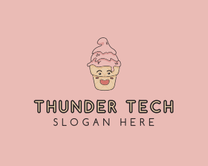 Melting Ice Cream Cone  logo design