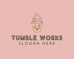 Melting Ice Cream Cone  logo design