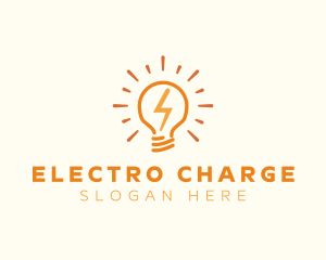 Lightning Bulb Electricity logo design