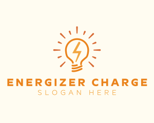 Lightning Bulb Electricity logo design