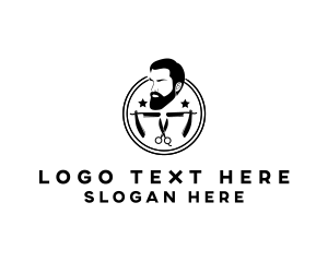 Hipster Man Barber logo