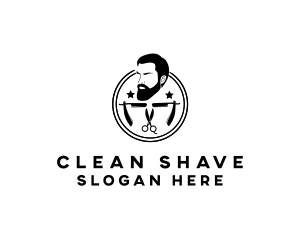 Hipster Man Barber logo