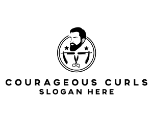 Hipster Man Barber logo design